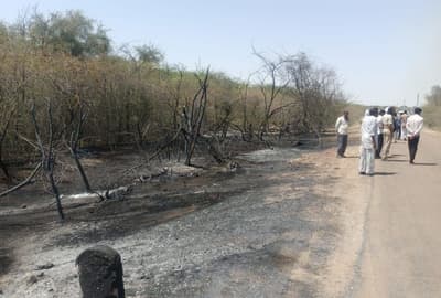 Video: मोहनगढ़ क्षेत्र में 54 एसबीएस के पास वन पट्टी में लगी आग