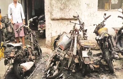 Miscreants set fire to 10 bikes parked outside the house