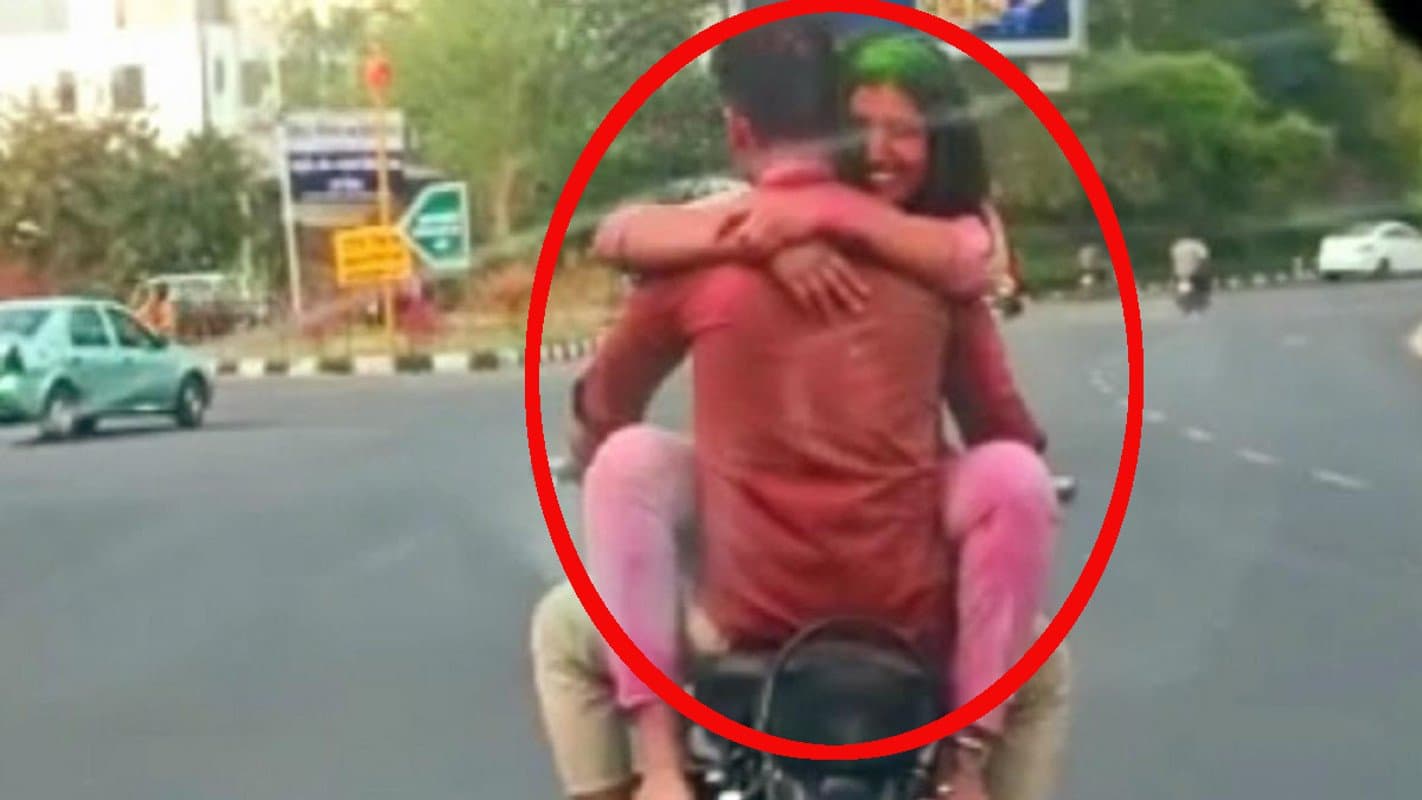 Couple's Reckless Holi Celebration on Jaipur Streets Goes Viral, Police Takes Action